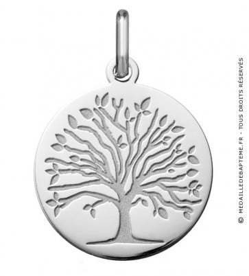 Médaille arbre de vie les 4 saisons : printemps (Or Blanc)