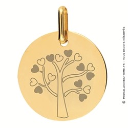 Médaille arbre de vie Petits Coeurs (Or Jaune 9K)