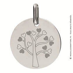 Médaille arbre de vie Petits Coeurs (Or blanc)