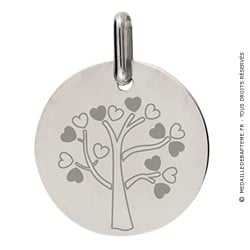 Médaille arbre de vie Petits Coeurs (Or blanc 9K)