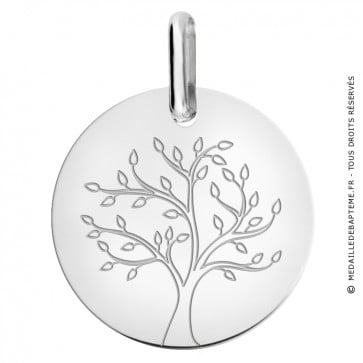 médaille arbre de vie en or blanc