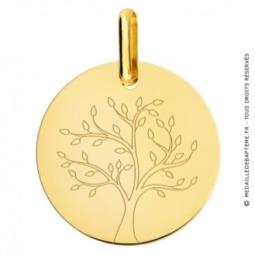 Médaille arbre de vie stylisé or jaune