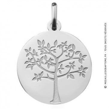 médaille arbre de vie printanier en or blanc