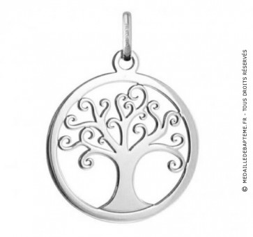 Médaille Arbre de Vie ajourée (Or blanc) 