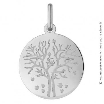 Médaille Arbre de la Vie les 4 saisons : automne (Or Blanc)