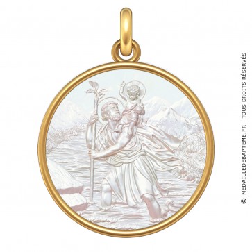 Médaille Saint Christophe (Or & Nacre)