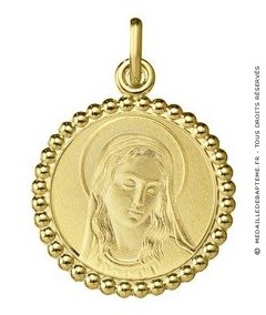 Médaille Vierge Marie Perlée (Or Jaune)