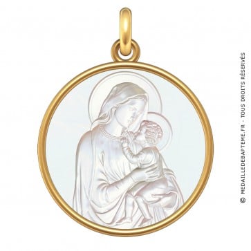 Médaille Vierge à l'enfant (Or & Nacre)