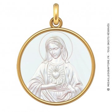 Médaille Vierge Marie au coeur (Or & Nacre) 