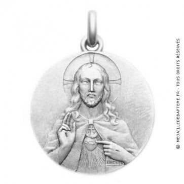Médaille Christ Sacré Coeur  (argent)