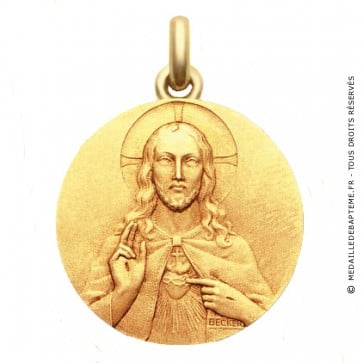 Médaille Christ Sacré Cœur  - medaillle bapteme Becker