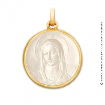 Médaille Maris Stella en nacre - medaillle bapteme Becker