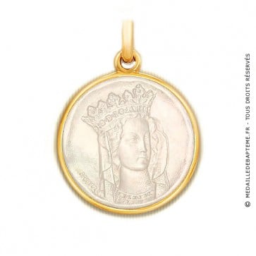 Médaille Notre Dame de Paris en nacre - medaillle bapteme Becker