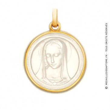 Médaille Santa Madona en nacre - medaillle bapteme Becker