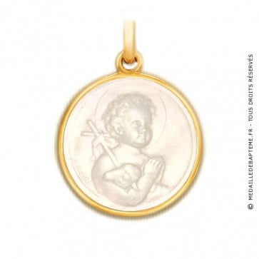 Médaille St Jean en nacre - medaillle bapteme Becker