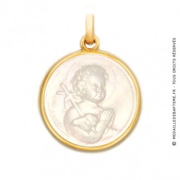 Médaille St Jean en nacre - medaillle bapteme Becker