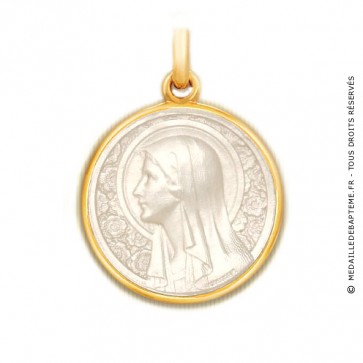 Médaille Vierge à l'Eglantier en nacre - medaillle bapteme Becker