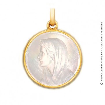 Médaille Vierge au Voile en nacre - medaillle bapteme Becker