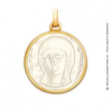 Médaille Vierge Byzantine en nacre - medaillle bapteme Becker