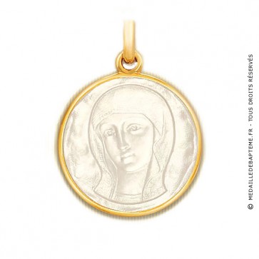 Médaille Vierge Byzantine en nacre - medaillle bapteme Becker