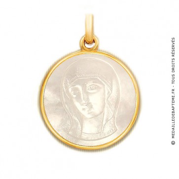 Médaille Vierge Byzantine en nacre - medaillle bapteme Becker