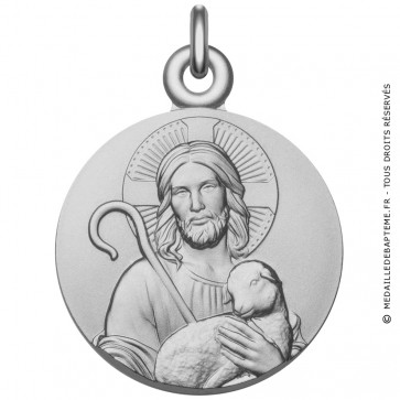 Médaille Christ "Jésus est mon Berger" (Argent) 