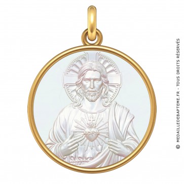 Médaille Le Christ - Sacré Coeur (Or & Nacre)