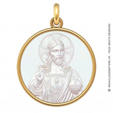 Médaille Christ Salvator Mundi (Or & Nacre)
