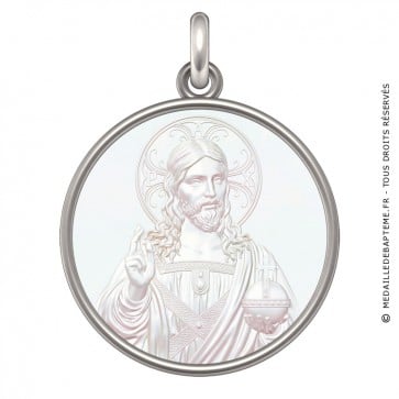 Médaille Le Christ salvator mundi (Argent & Nacre)