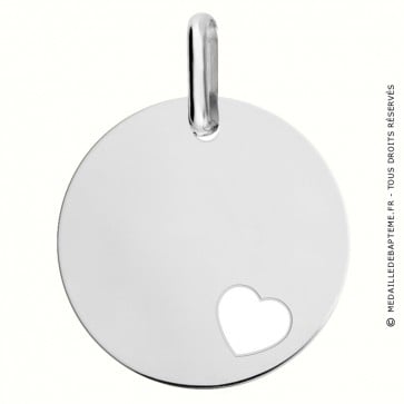 Médaille coeur en or blanc