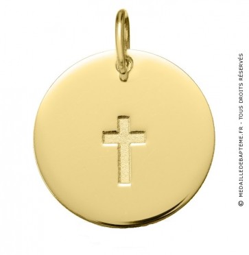 Médaille Croix Satinée (Or Jaune 9K)