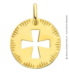 Médaille Croix de Malte ajourée rayonnante (Or Jaune)