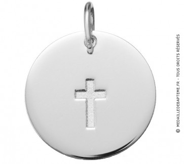 Médaille Croix Satinée (Or Blanc)