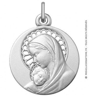 Médaille de la Vierge et l'enfant auréole ajourée