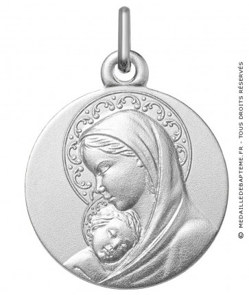 Médaille de la Vierge et l'enfant avec auréoles