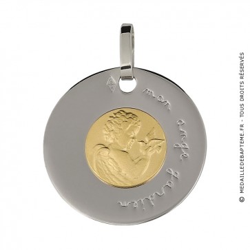 Médaille disque Ange à la Colombe (deux ors)