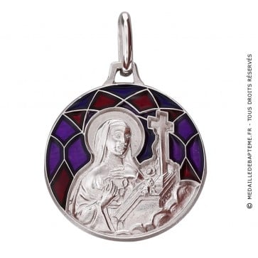 Médaille Emaillée Sainte Rita Rouge (Argent) Martineau