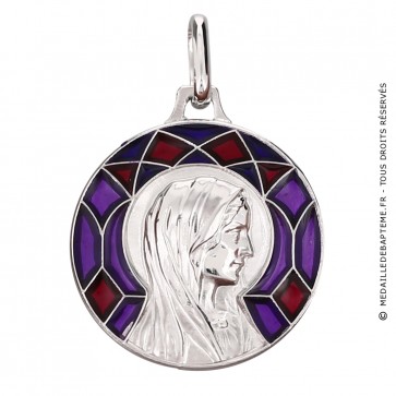  Médaille Emaillée Virgo Immaculata Rouge (Argent) 