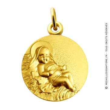  Médaille Enfant Jésus dans la crêche Martineau (or jaune)