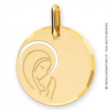 Médaille Vierge en prière auréolée ciselée (Or Jaune 9K) 