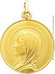 Médaille Madone Aux Deux Auréoles or jaune 9 carats