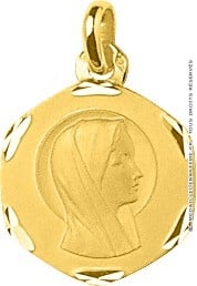 Médaille Vierge au voile bords ciselés (Or Jaune)