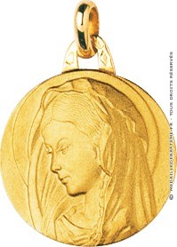 Médaille Madone profil gauche auréolée (Or Jaune)