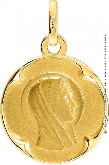 Médaille Vierge au voile Porte Bonheur (Or Jaune)
