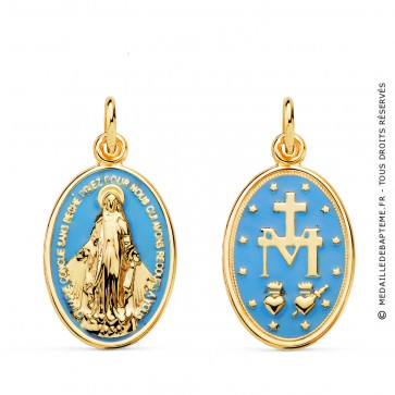 Médaille Vierge miraculeuse émail bleu