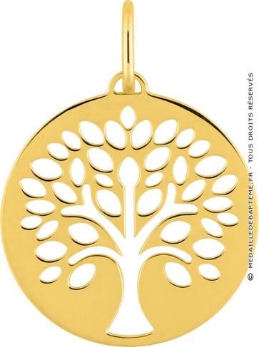 Médaille "Mon bel arbre de vie" or jaune 9 carats