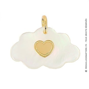 Médaille nuage nacre coeur (Or Jaune)