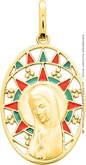 Médaille ovale Vierge Soleil laqué