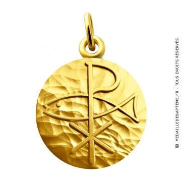Médaille Symbole Pax avec Poisson (or jaune)