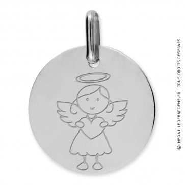 Medaille ange fille (Or Blanc)